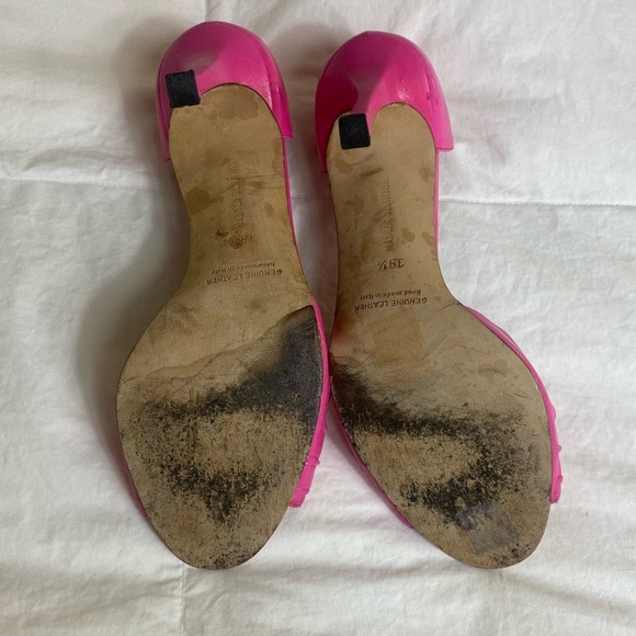 Manolo Blahnik Leather D'Orsay Pumps Peep Toe Stiletto Size 39 1/2 - Picture 10 of 11